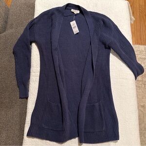 LOFT Blue Open-Front Cardigan